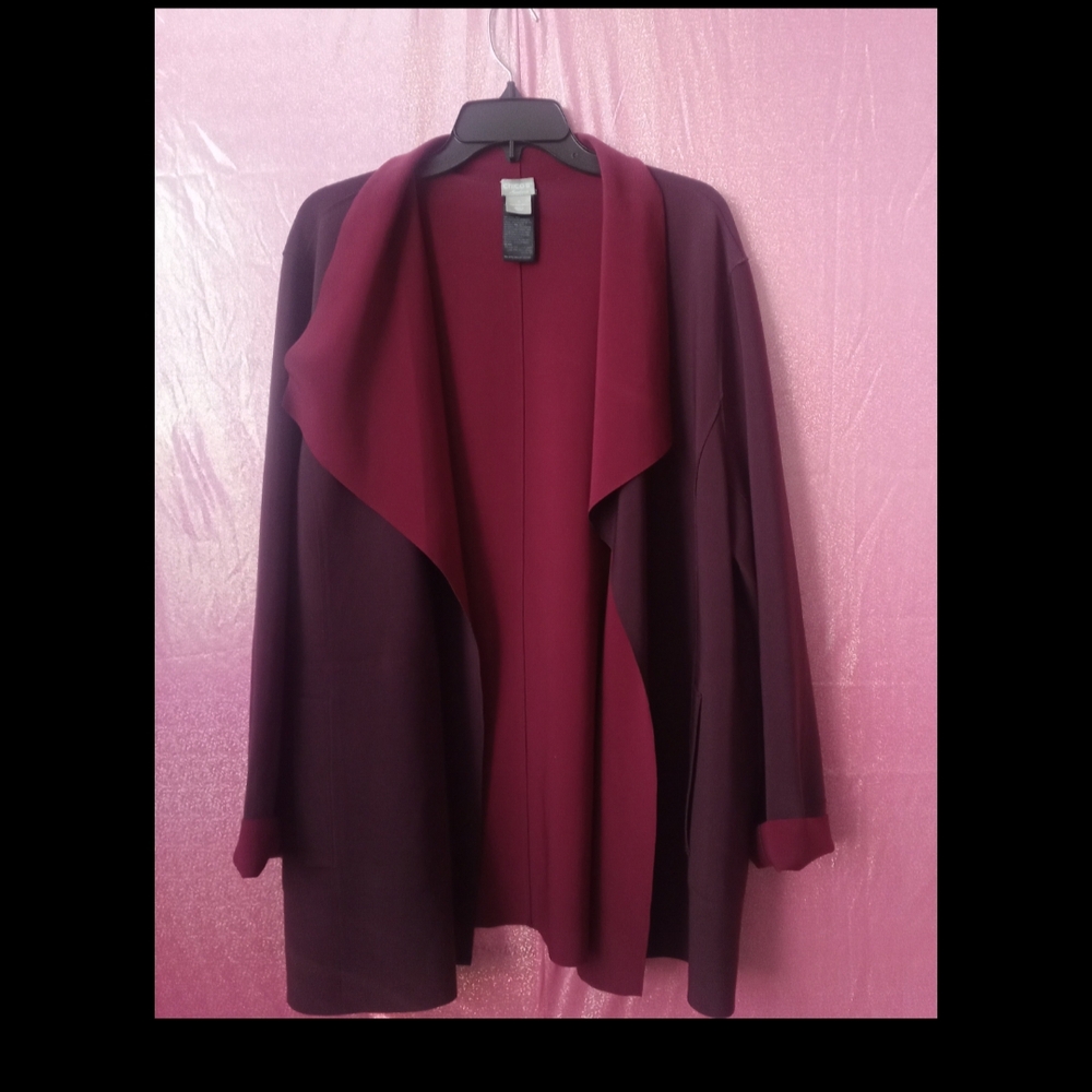 🆕 LISTING! Chico's Elegant Burgundy Open Front Cardigan